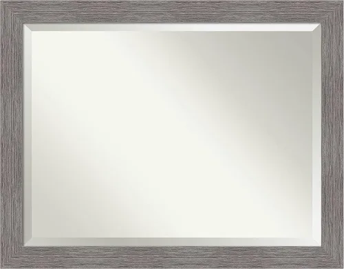 Vista 13 de Amanti Art Espejo de baño gris para sobre el fregadero, espejo rectangular gris rústico de corteza de 25 x 21 pulgadas, marco rústico de campo