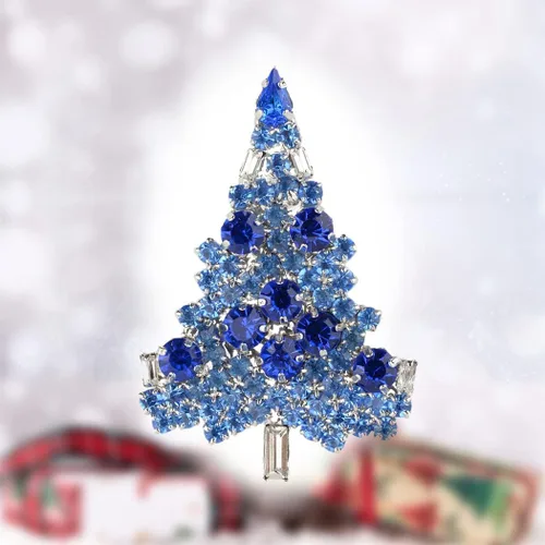 Vista 2 de EVER FAITH Broche de árbol de Navidad para mujer con cristal austriaco