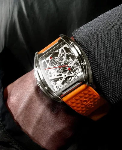 Vista 7 de CIGA Design Skeleton Watch Z Series Titanium Automatic Mechanical Wristwatch Sapphire Tonneau Analog Men's Watches 3ATM Waterproof with Removable
