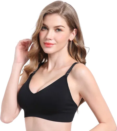 Vista 5 de Suekaphin - Brasier de lactancia sin varillas, con cuello en V profundo, brasier de lactancia para maternidad, bralette para dormir y amamantar
