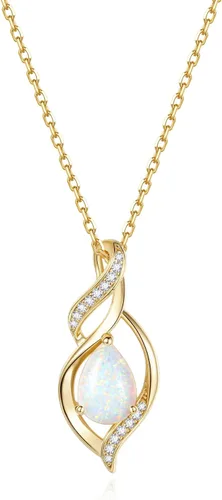 Vista 36 de FANCIME Collar de piedra natal para mujer, regalo de cumpleaños para ella 10 - Ópalo
