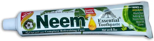 Vista 3 de Essential Palace Neem Pasta de dientes esencial 5 en 1 sin flúor [Paquete de 6, color blanco, 6.5 onzas]