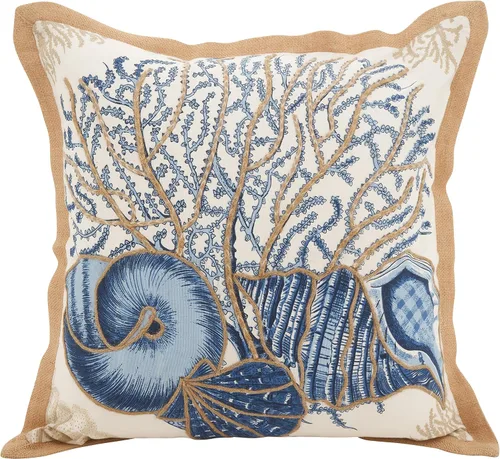 Vista 6 de SARO LIFESTYLE Neptunian Collection - Almohada de algodón, 20 pulgadas, tortuga marina