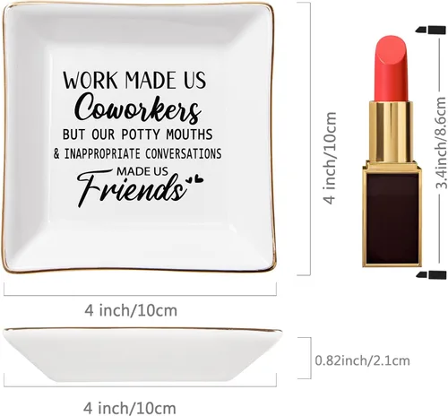 Vista 5 de Piudee Regalos para compañeros de trabajo para mujeres, plato de joyería de trabajo y amigos, regalo de agradecimiento para compañeros de trabajo