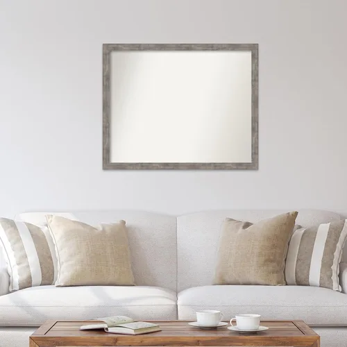 Vista 462 de Amanti Art Silver Bathroom Mirror for Over Sink, 26x35 Custom Made Marred Pewter Rectangle Vanity Mirror, Large Casual Wood Frame, Hangs Horizonally