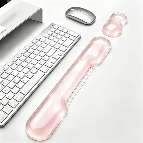 Vista 12 de Alfombrilla para mouse con reposamuñecas, juego de almohadillas de mouse de gel suave con soporte de muñeca de mano, bonitos accesorios