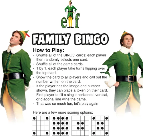 Vista 3 de AQUARIUS Juego de bingo familiar de elfos, divertido juego de fiesta familiar para niños, adolescentes y adultos, regalo entretenido de noche