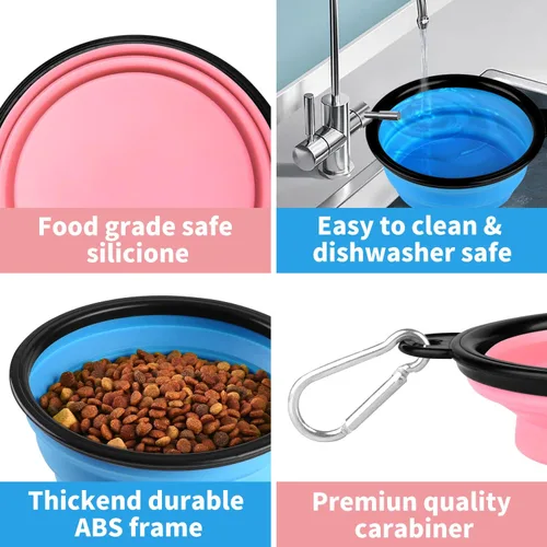 Vista 49 de COOYOO Cuenco plegable para perros, paquete de 2 cuencos plegables para agua para perros y gatos, plato portátil para alimentación de mascotas