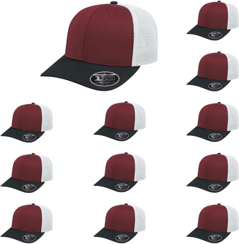 Vista 15 de Cap America i8502 Flexfit 110 Premium - Gorra de camionero de perfil medio con 6 paneles de malla trasera con protección UV y cierre ajustable