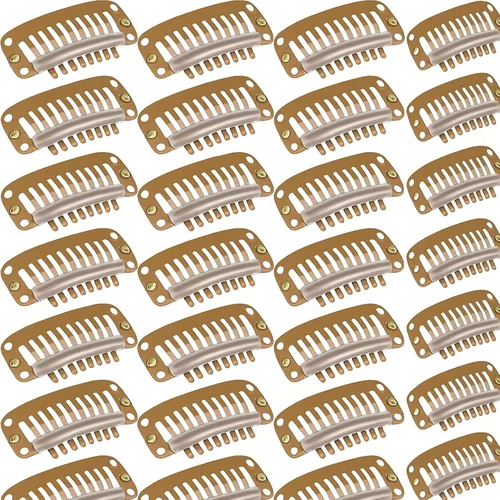 Vista 9 de WILLBOND - 30 piezas de broches para extensiones de pelo de 32 mm con 9 dientes, broches para pelucas y extensiones de pelo, peine pequeño