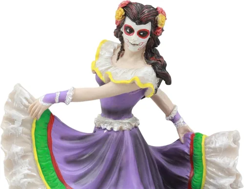 Vista 5 de Ebros Gift Dia De Los Muertos Día de los Muertos Vestido Púrpura Tradicional Estatua De Bailarín Calavera De Azúcar Vivas Calacas Celebración Osario