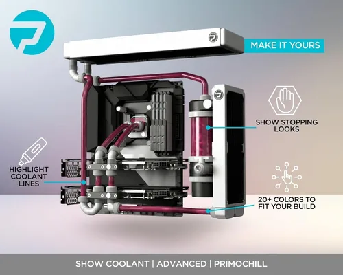 Vista 3 de PrimoChill Vue - Refrigerante de refrigeración por agua para computadora, flujo visual, sólido/no transparente, protección completa, PrimoPrep