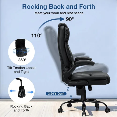 Vista 6 de HOFFREE Silla de oficina ejecutiva con soporte lumbar ajustable, 450 libras, resistente, silla de escritorio ergonómica de piel sintética grande