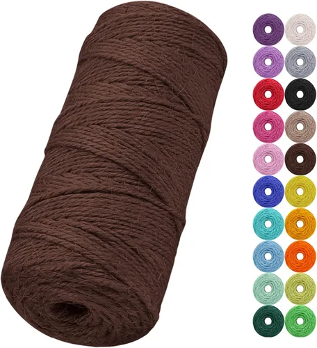 Vista 21 de Cuerda de yute natural de 0.079 pulgadas y 328 pies para manualidades, cuerda de yute de colores de 3 capas para envoltura de regalos, jardinería