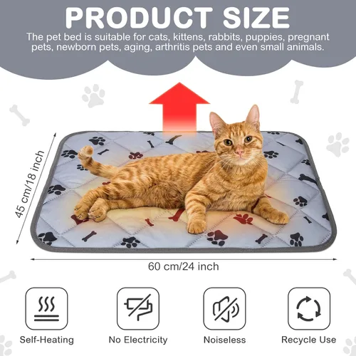 Vista 2 de Namalu Paquete de 4 camas autocalentables para gatos, 18 x 24 pulgadas, autocalentamiento para perros y gatos, almohadilla reflectante del calor