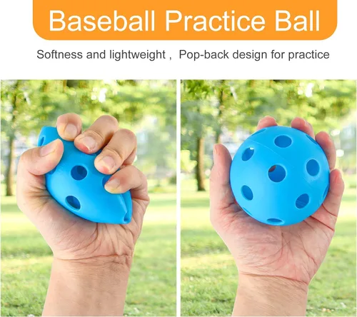 Vista 3 de Coopay Paquete de 18/36 pelotas de práctica de béisbol, bolas de entrenamiento de plástico, bolas de softball huecas ligeras para golpe