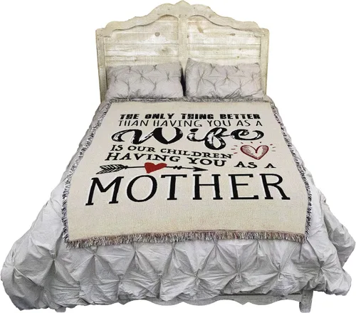 Vista 2 de Pure Country Weavers Manta The Only Thing Better Wife Children Mother – Tapiz de regalo tejido de algodón – Fabricado en los Estados Unidos