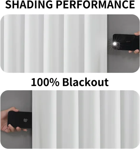 Vista 5 de Joydeco Cortinas 100% opacas para dormitorio, sala de estar, 96 pulgadas de largo, juego de 2 paneles de cortinas blancas burg, cortinas opacas