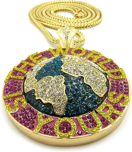 Vista 2 de GWOOD The World is Yours - Colgante de metal con collar de Franco