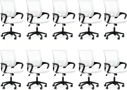 Vista 22 de Silla de oficina ergonómica, silla de escritorio de malla con respaldo medio, silla de computadora, color negro Soporte lumbar, modo oscilante