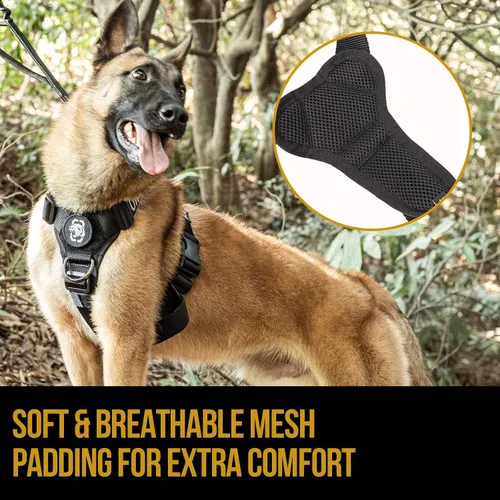Vista 6 de Arnés ligero sin tirones para perro, perfecto para caminar y senderismo con perros pequeños a grandes (negro, XL)