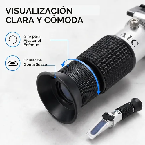 Vista 6 de Refractómetro Brix con ATC, gravedad específica de doble escala de 0-40% Brix y 0-25% vol de alcohol para hidrómetro de elaboración de cerveza