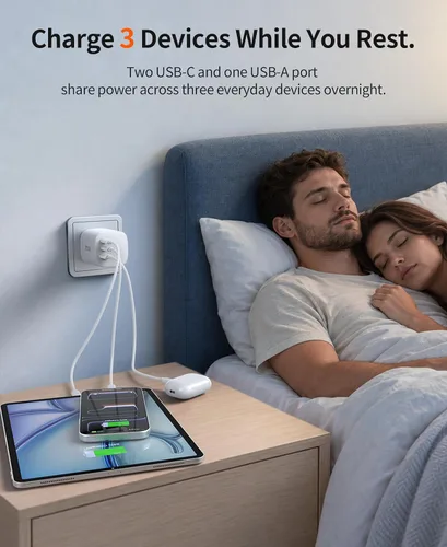 Vista 5 de 70W GaN adaptador de viaje universal PD cargador de pared para US/EU/UK/AU