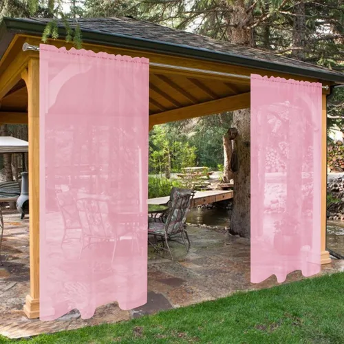 Vista 32 de SpaceDresser - Cortinas transparentes impermeables para exterior para patio - 2 paneles con bolsillo para barra, cortinas de gasa transparentes