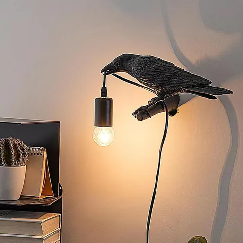 Vista 8 de HGomx Raven - Lámpara de escritorio LED de resina para dormitorio, oficina, sala de estar, casa de campo, Art Deco con enchufe