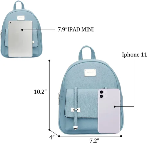 Vista 4 de KKXIU Mochila pequeña para niñas, de piel vegana, mini bolsa de libros para mujeres, linda mochila con pompones para adolescentes