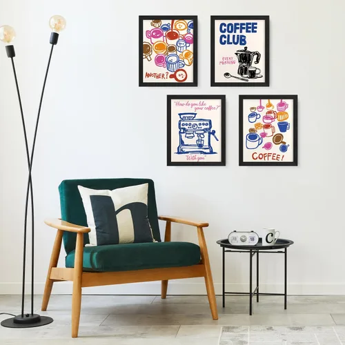 Vista 3 de JXREQ Trendy Vinatge - Juego de 4 impresiones artísticas de pared para cocina, cafetería, cocina, cafetería, carrito, 8 x 10 pulgadas, sin marco