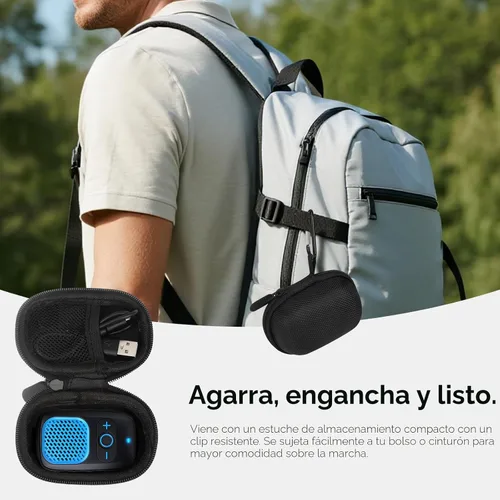 Vista 8 de ShellHome Altavoces portátiles de Bluetooth, clip en altavoz inalámbrico Negro