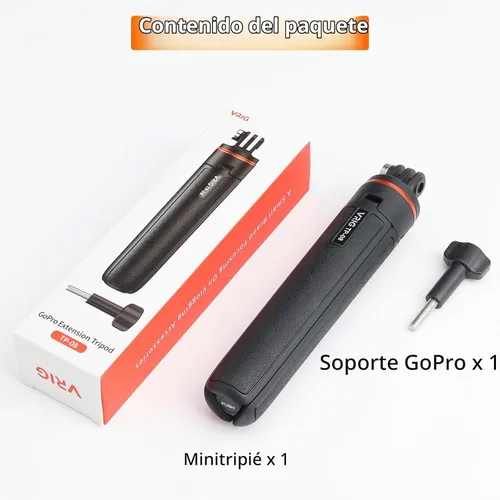 Vista 7 de VRIG TP-08 Mini trípode extensible para GoPro Mission 1 Pro, 20.1 pulgadas portátil selfie stick trípode para GoPro Hero 13 12 11 10 9 8 7 6 5 4 3