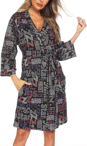 Vista 2 de ENJOYNIGHT Conjunto de bata sexy con cuello en V de 2 piezas para mujer, camisón de lencería con batas, conjunto de pijama de encaje