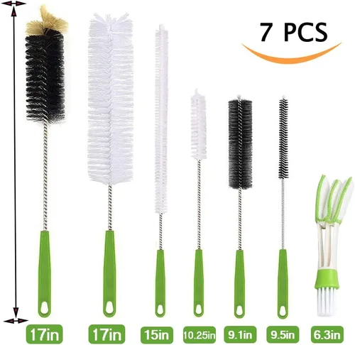 Vista 7 de Haomaomao Cepillo para botellas, cepillos de limpieza de botellas de agua Juego de brochas de 7 piezas