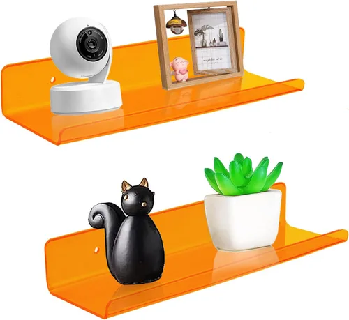 Vista 23 de ROYALITA Pequeños estantes acrílicos montados en la pared Juego de 2 12 pulgadas Estantes de exhibición de plantas para colgar en la pared