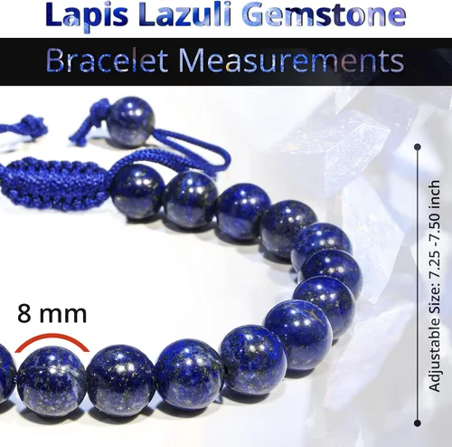 Vista 3 de Adjustable Crystal Bracelet – Gemstone Bead Bracelet with Adjustable Macrame String – Chic Gemstone Bracelet for Men and Women – 8mm Round Healing