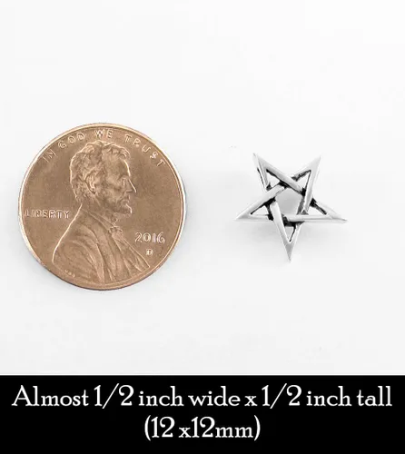 Vista 9 de Woot & Hammy Tiny Second Degree Inverted Pentagram Pendant Necklace Baphomet Satanic Symbol with 20" (18" + 2" extender) Sterling Silver Chain