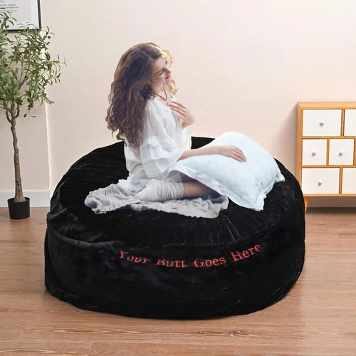 Vista 65 de HDMLDP - Funda de puf para niños y adultos, sin relleno, funda cómoda, esponjosa y redonda, para sofá tipo puf, para silla de lectura, silla de Gris