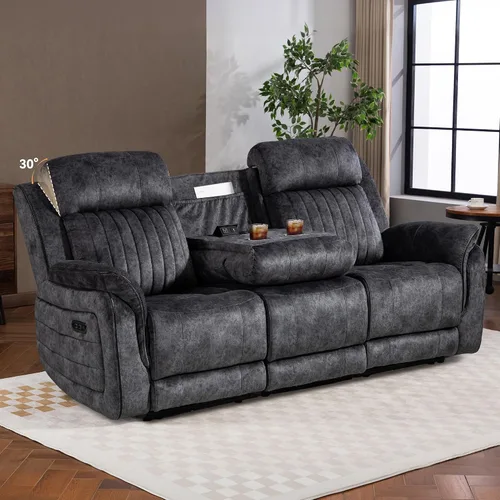 Vista 20 de Sofá biplaza reclinable eléctrico Zero Gravity con reposacabezas ajustables, sillón reclinable eléctrico con consola, sofá reclinable eléctrico de 2