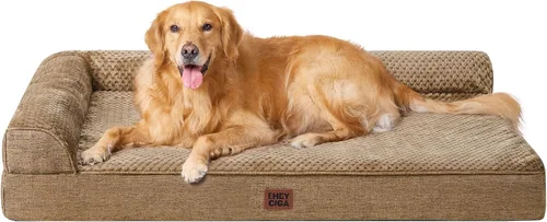 Vista 83 de EHEYCIGA - Cama ortopédica para perros de tamaño mediano, cama de espuma viscoelástica para perros, color beige Small Dog Sofa with Washable