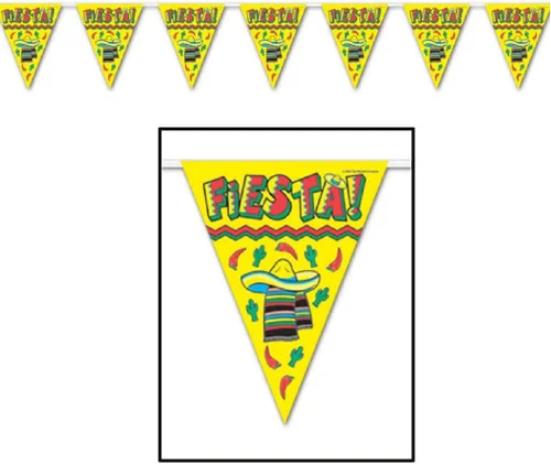 Vista 3 de Banderín estilo fiesta picado All-Weather 8 Assorted Cutout Flag Designs in Bright Colors, Mexican-Themed Party Décor for Cinco De Mayo, 8" x 12