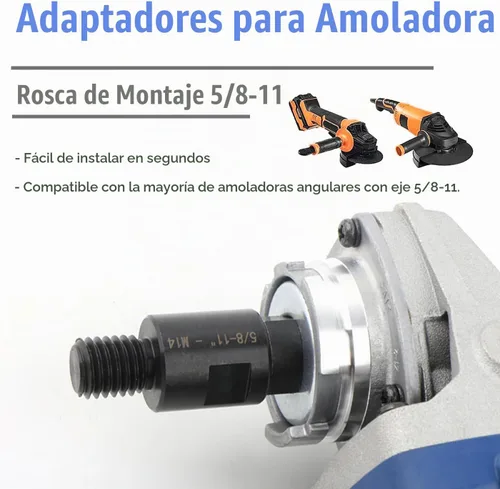 Vista 5 de Mesee 2 adaptadores de amoladora angular de 5/8 "-11 hembra a M14 macho adaptador de rosca convertidor varilla 5/8 "-11 a M14 pulidora rotativa