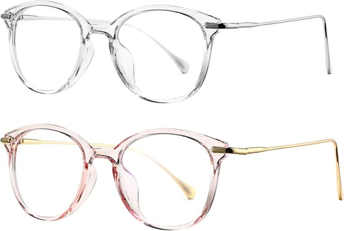 Vista 2 de Gafas redondas retro con bloqueo de luz azul para mujeres y hombres