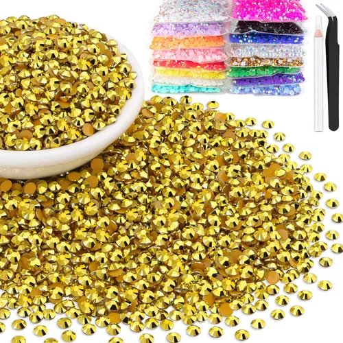 Vista 64 de 15000 diamantes de imitación de resina de 0.079 pulgadas a granel, diamantes de imitación de gelatina redondos negros con parte trasera plana, gemas