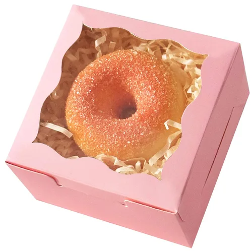 Vista 25 de qiqee Cajas de panadería negras con ventana de 4 x 4 x 2.5 pulgadas, 100 paquetes de mini cajas de galletas para macarrones, cajas de pastelería