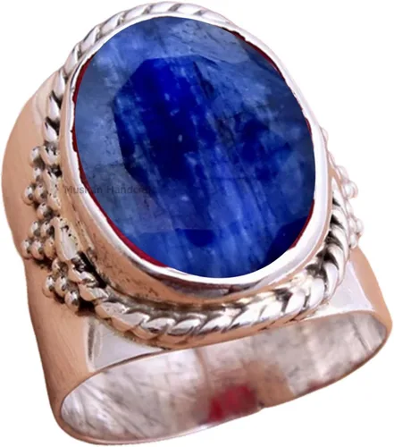 Vista 13 de Anillo de plata de ley 925 con piedras preciosas ovaladas auténticas, hecho a mano, hermoso regalo de Navidad para ella