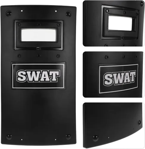 Vista 8 de KESYOO Police SWAT Shield - Juguetes de armas para juegos de rol, accesorios de cosplay para niños, regalo de Halloween, negro, mediano