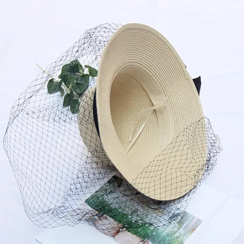 Vista 4 de Beauty-Emily Sombrero de organza para mujer Kentucky Derby Church con velo de plumas, tocado para fiesta de té nupcial