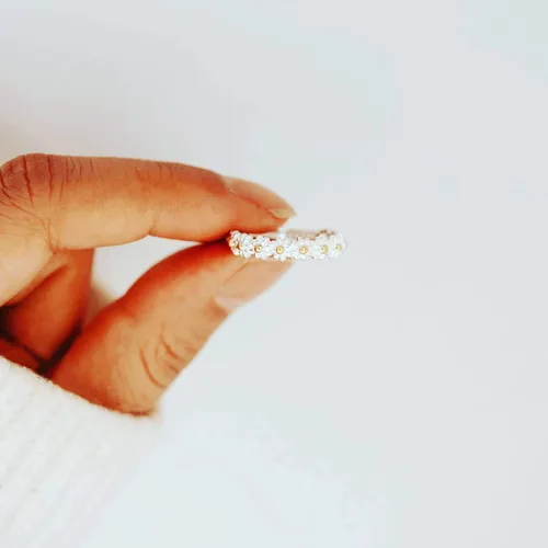 Vista 3 de I Think About You Every Daisy - Anillo de plata de ley 925 anillos apilables para mujer anillos casuales delicados anillos de uso diario anillos